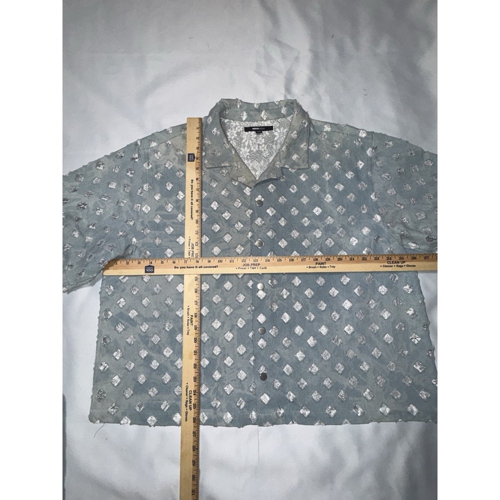 FASHION NOVA MEN Light Blue Denim Lace Distressed Pant Set Sz 38 Streetwear - Picture 8 of 9